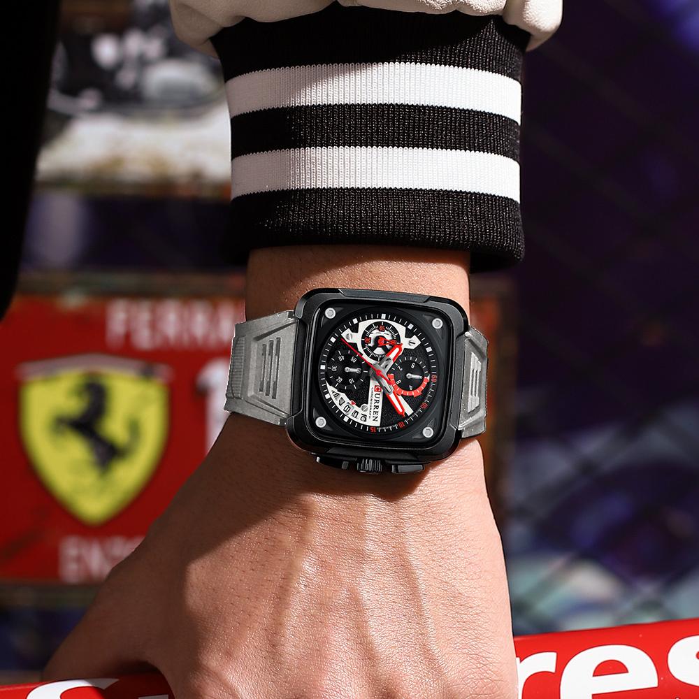 CURREN Men WristWatch Waterproof Chronograph Military Business Brand Luxury Silicone Sport Male Clockd