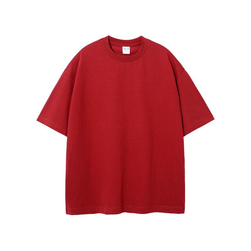 305G Cotton Red T-Shirt Unisex Horse Festive Print Casual Round Neck Loose Fit Top