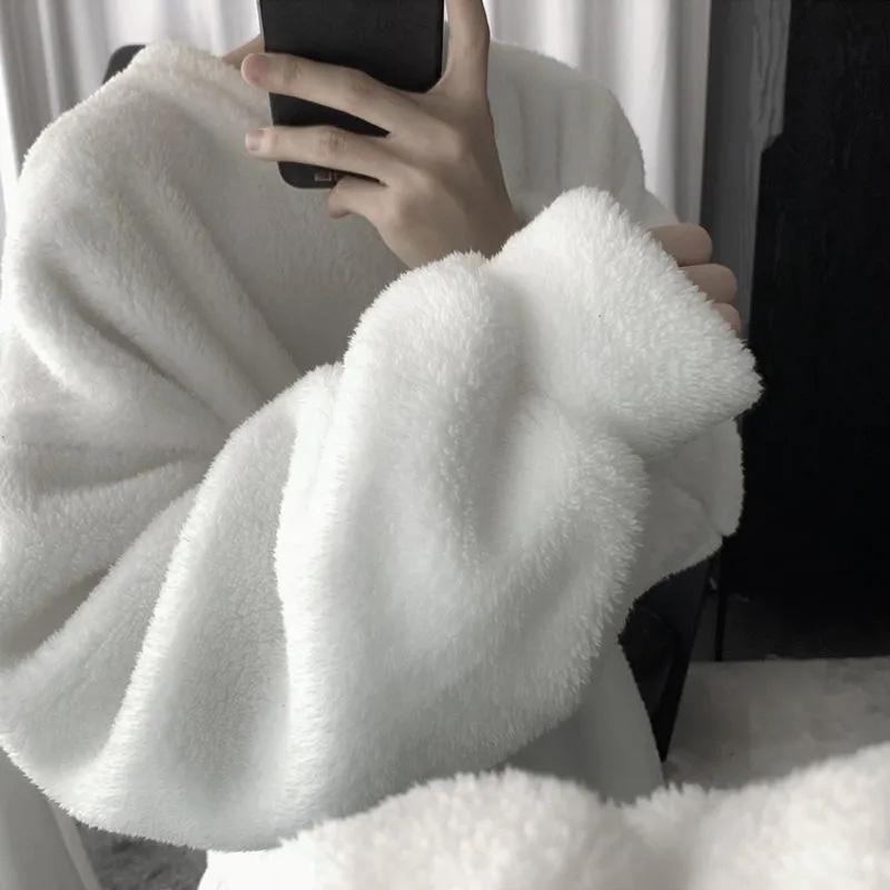 Свитшоты для женщин Зимние флисовые свободные пуловеры Толстовки с длинным рукавом Свободные бархатные джемперы Утолщенные свитшоты Топ