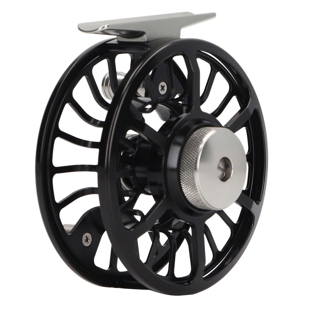 Черная 5 6 Катушка для нахлыста из алюминиевого сплава с кнопкой сброса Катушка для нахлыстовой рыбалки с большой шпулей для пресной и соленой воды