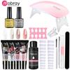Mobray 15/8/5PCS Poly Extention Gel Set For Manicure Gel Extension Set Color Nail Tip Form Crystal UV Gel Slice Brush Nail Gel