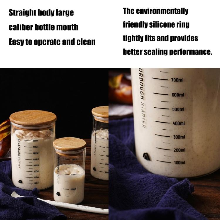 Банка для ферментации закваски с деревянной крышкой Прозрачная стеклянная емкость для стартера закваски Герметичная банка для теста Аксессуары для выпечки