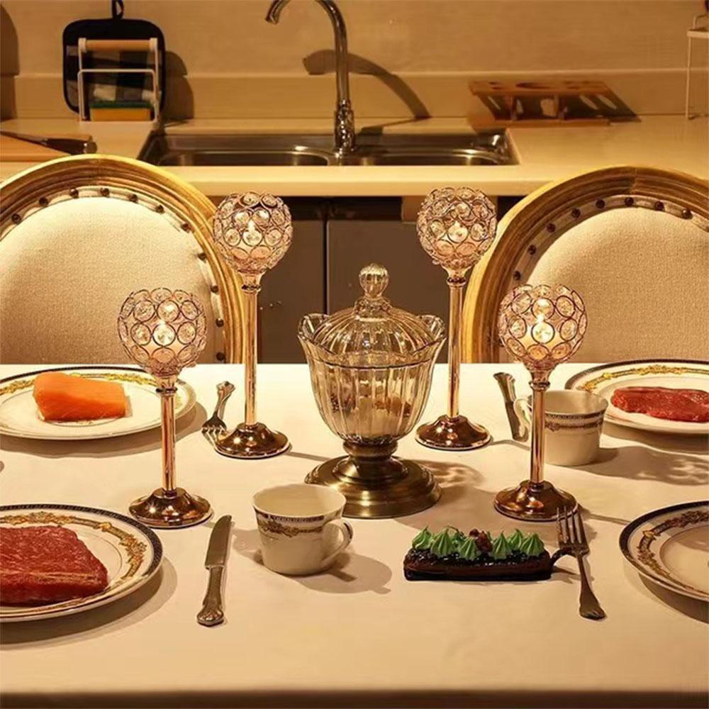 Подсвечник из золотистого кристалла, подсвечник для чайной свечи, центральный элемент стола, подставка для свечей, украшение для дома на свадьбу, рождество