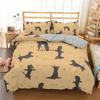 Cartoon Sausage Dog Pattern Down Bedcover Pillowcase 3D Cute Animal Bedding Set 2/3 Twin Queen Large Bedroom Cover