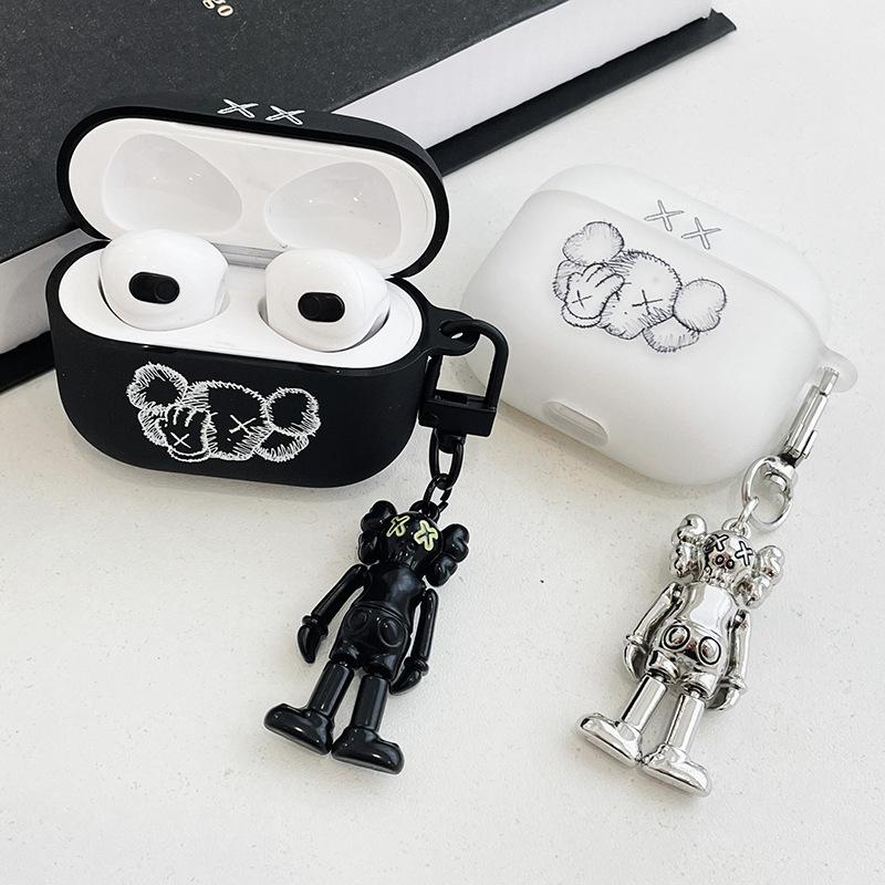 Line cover face tide bear pendant earphone case for AirPods pro1 apple 1/1/1/1st generation earphone cover