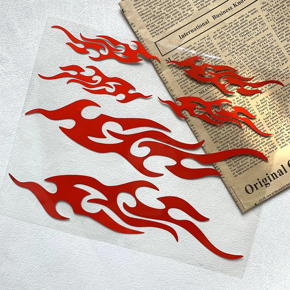 Black/Red Flame Reflective Moto Stickers Decor Motorcycle Body Helmets Decal Accessories for MT07 Z900 Voge 900 DSX Aprilia KTM