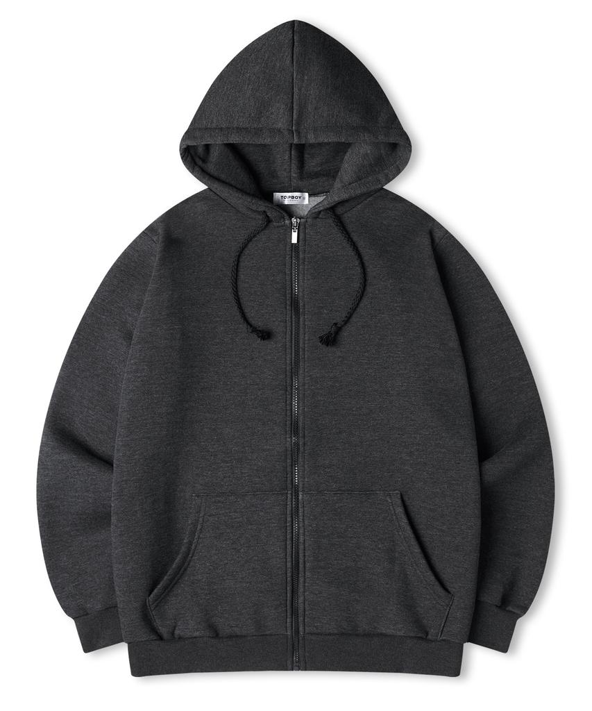 Мужская толстовка Topboy Essential Regular с начесом на молнии, цвет угольный
