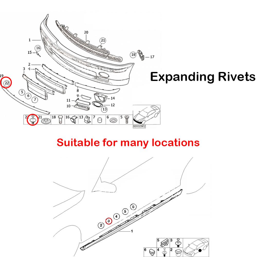 10x7 мм бампер, подкрылок, колесная арка, зажим для порога 51118174185 для BMW E46 E93 E38 E65 E66 F07 F10 F11 X3 E83 Z3 E36 Z4 E85