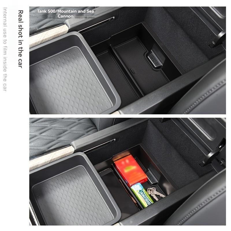 For Great Wall Tank 500 Center Console Armrest Organizer Tray Durable ABS Black Storage Box With Divider Car Accessories