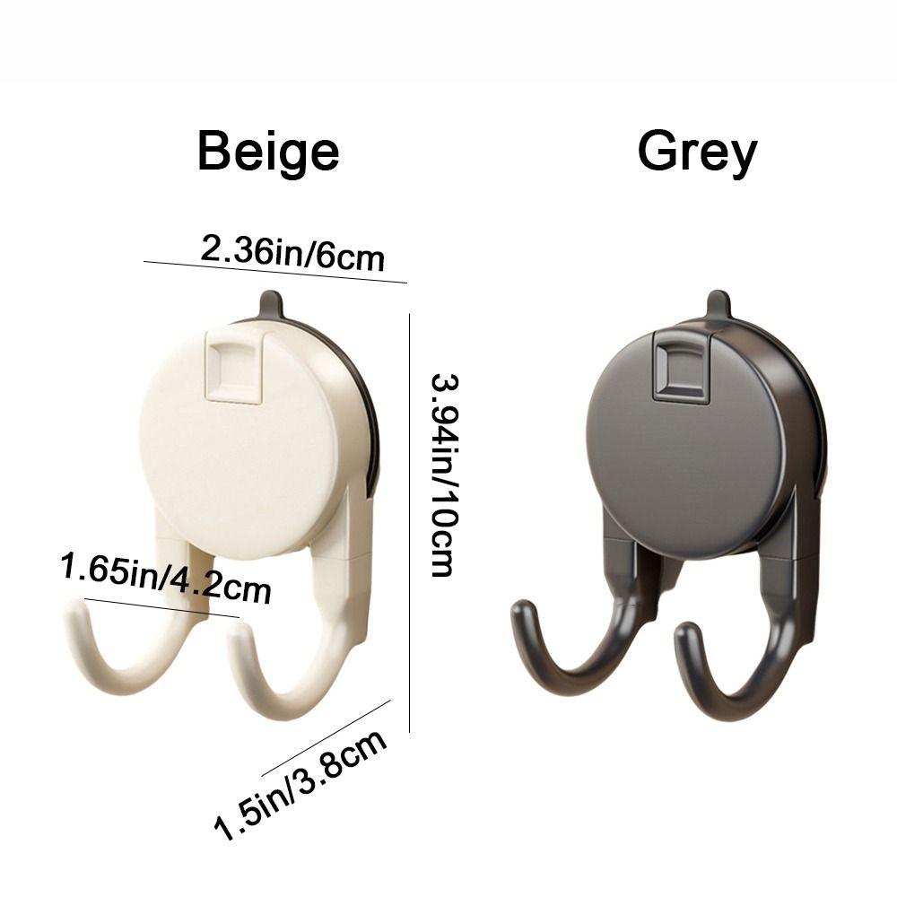 2Pcs Waterproof Suction Cup Hooks Plastic Kitchen Storage Hooks Paper Towel Double Hooks Bathroom