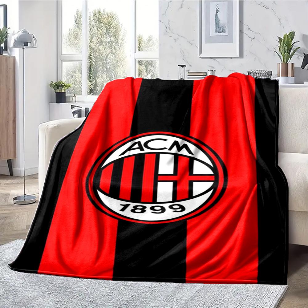 AC Milan Theme Printed Blanket - Perfect for Couch, Bed, Travel & Outdoor Use | Machine Washable, Cozy & Durable.