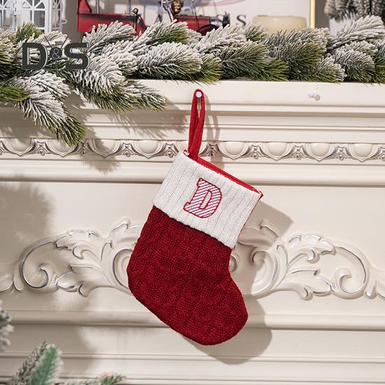 Мини-инициал рождественский чулок вышитая буква вязаные рождественские чулки фестиваль подвесное украшение для домашнего рождественского декора