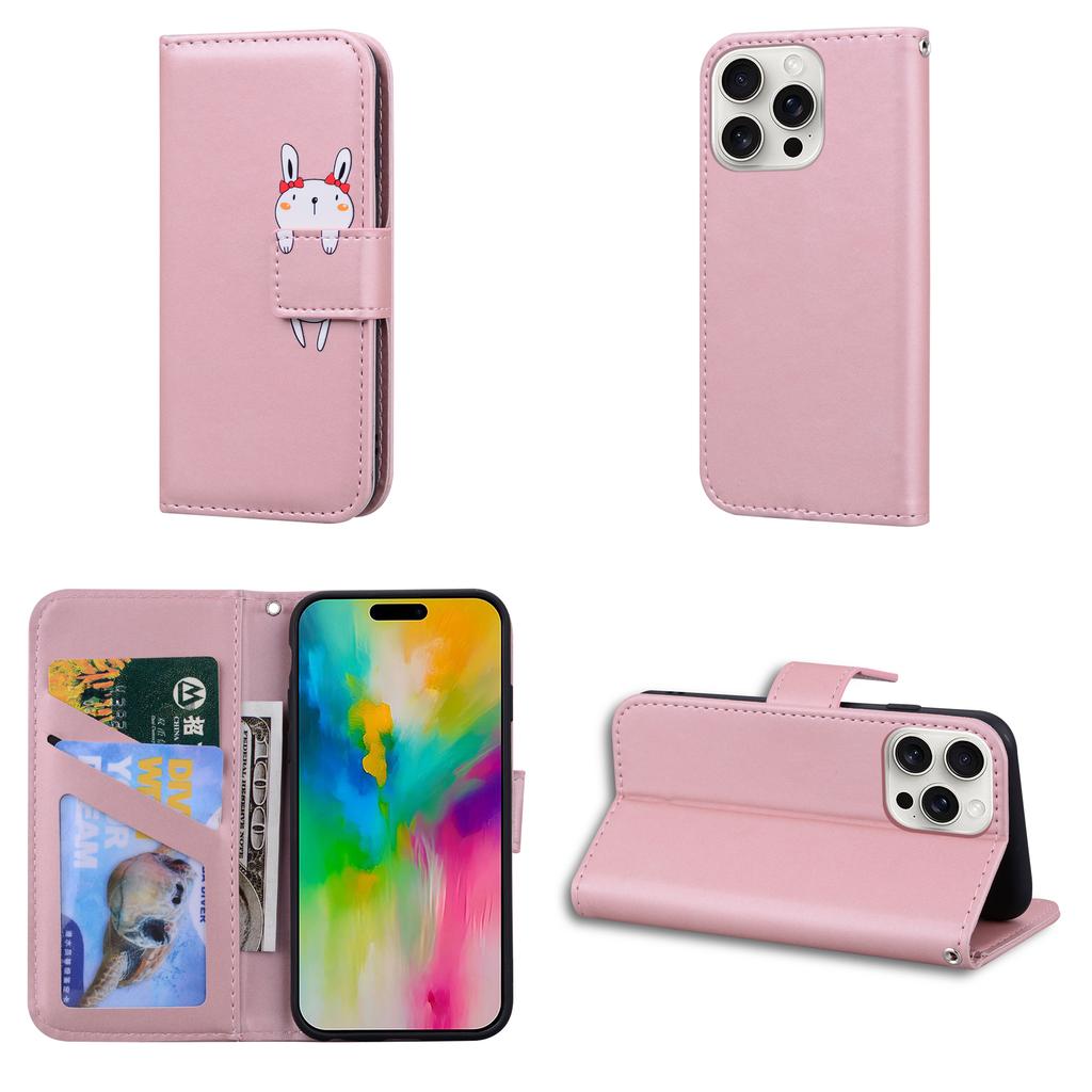 Магнитный кожаный чехол-книжка для iPhone 16e 16 15 14 13 12 11 X XS XR 8 7 Plus Pro Max Обложка Противоударный Милый мультяшный дизайн