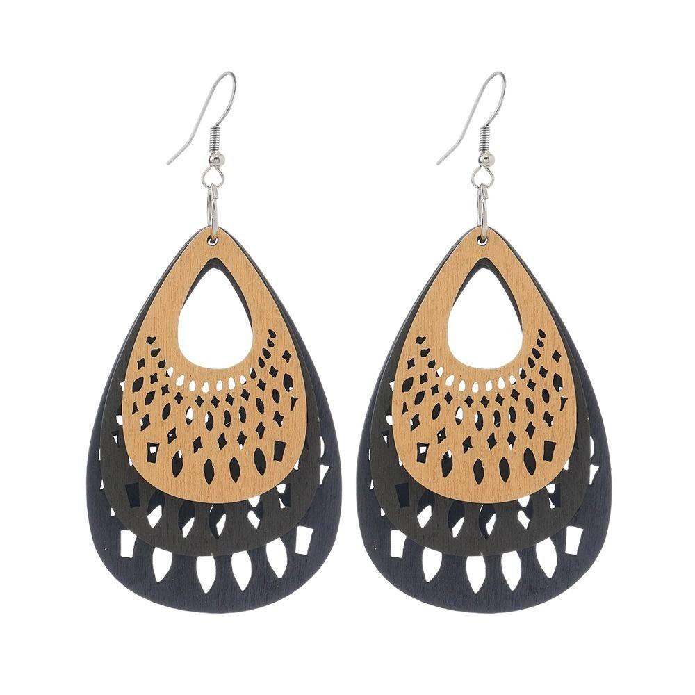 Серьги смешанного цвета, большие, этнические, богемные, винтажные, висячие, деревянные, серьги-подвески, день рождения