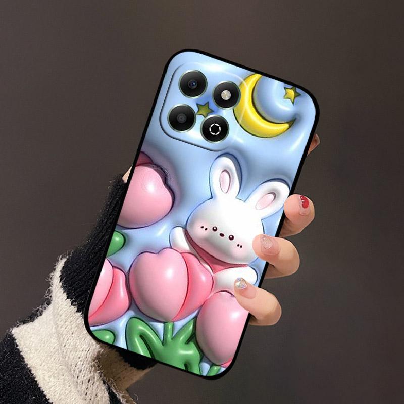 For Honor X6b 4G Case Fashion Cartoon Sweet Girl Cat Geometric Soft Silicone TPU Phone Cover For Honor X6b 4G Shockproof Shell