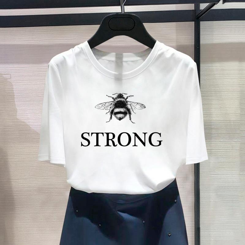 (Asian Size) Fashion Love Heart Butterfly Trend Cute 90s Print Female Casual T Clothing Casual Women's Top Graphic Tee Short Sleeve T-shirt