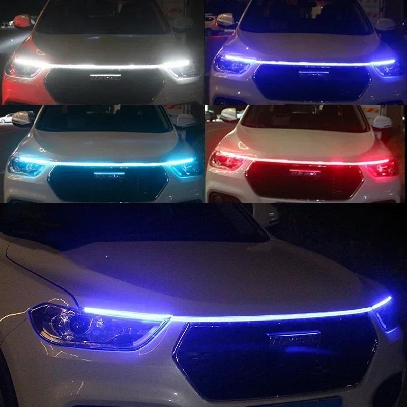 Светодиодная полоса ДХО для капота автомобиля, гибкая, декоративная, неоновая, атмосферная подсветка, 12 В