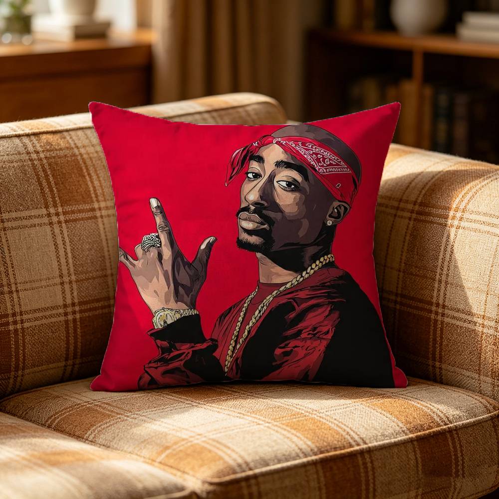 Tupac Shakur Rap Rapper Pillow Case Pattern Printed Pillowcase For Living Room Sofa Cushion Cover