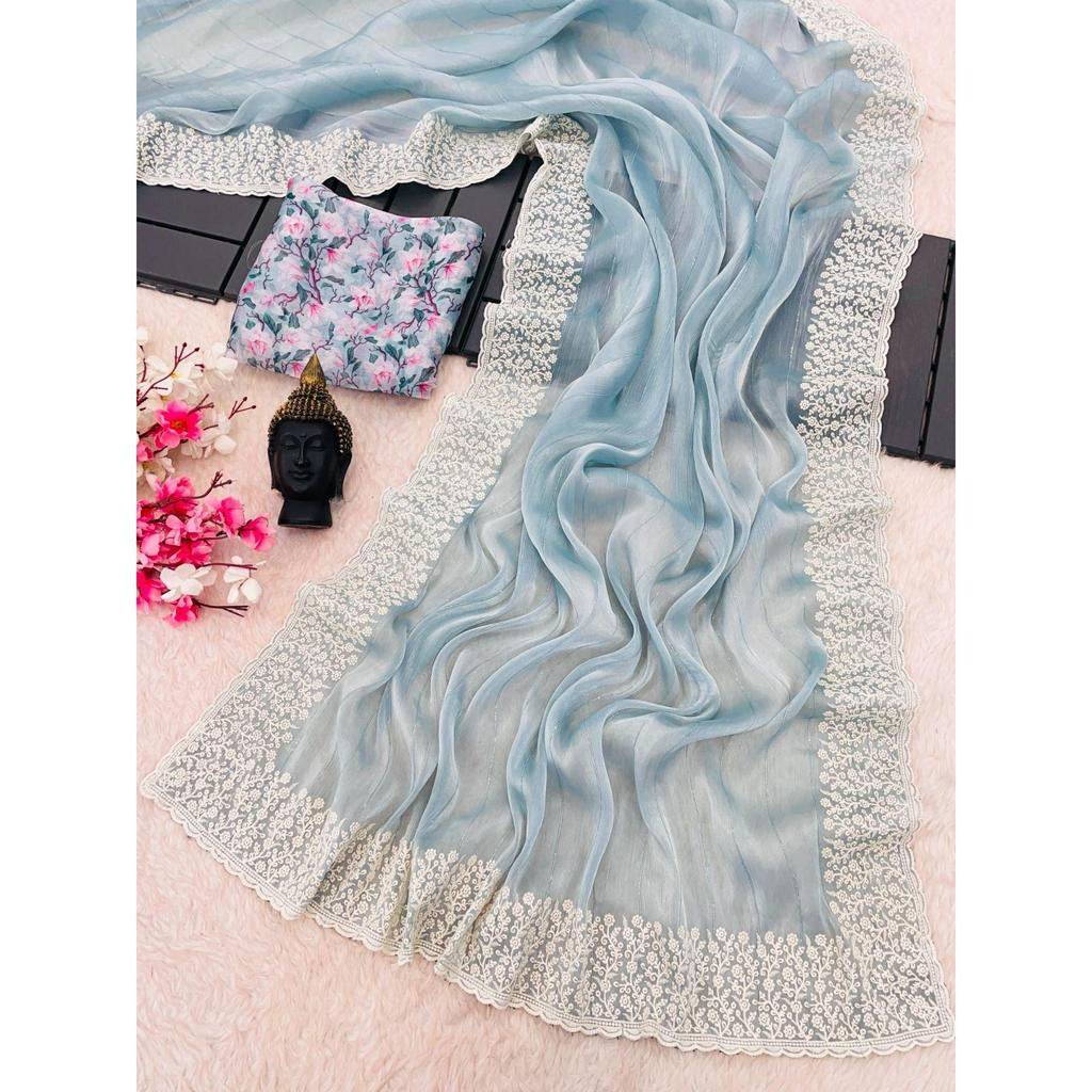 Presenting You Most Beautiful Seqwance Saree Collection, Blouse (Need To Be Stitched As Per Size And Fit)