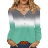 Женская модная повседневная блузка с V-образным вырезом на пуговицах, с длинным рукавом, пуловер, футболка, топ