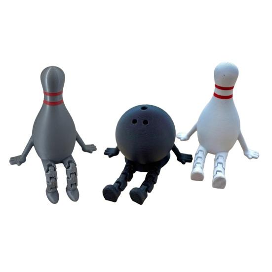 Bowling Buddy Figurine Bowling Ball Ornament with Articulated Legs Mini Bowling Pin Decoration Collectible for Home Shelves Desks Tables Display