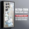 Цветочный принт Прозрачный тонкий жесткий чехол из ПК для Samsung S25 Ultra S24 FE S23 S22 A16 A55 A35 A15 Прозрачный противоударный защитный чехол для телефона