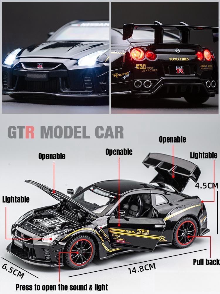 APU1  1/32 Nissan Skyline GTR R35 Nismo GT3 Racing Toy Car Model For Children RMZ CiTY Diecast Alloy Miniature Sound Light Collection