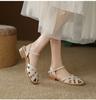 Retro Style Summer Women Sandals Fashion Elegant Weave Cover Toe Shoes Ladies Comfort Low Heel Beach Vacation Sandalias