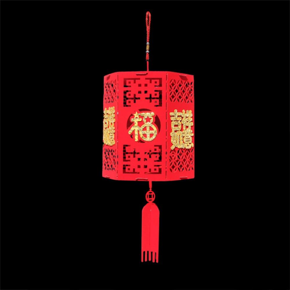DIY Felt Red Lantern 3D Chinese Red Lantern Decorative FU Character Lantern New Year