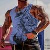 Lion Pattern Fashion Men's Vest Summer Casual Breathable Refreshing Gym Exercise T-Shirt Vest New Men's Running Sports