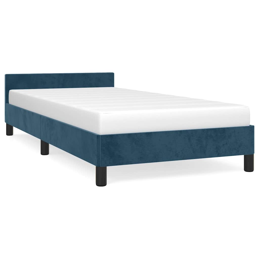 Bed Frame without Mattress Dark Blue 90x190 cm Velvet