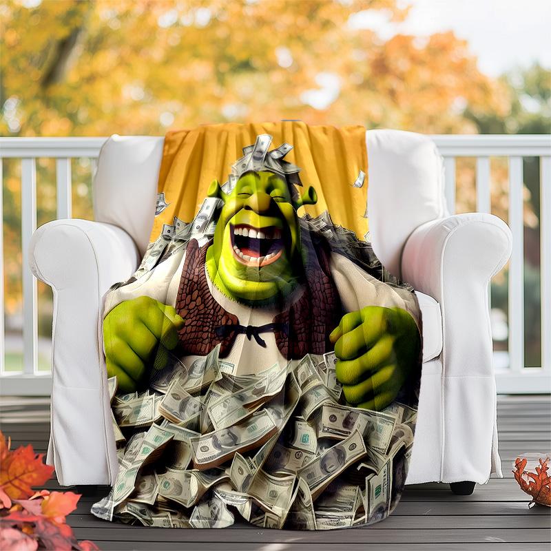 1pc Shrek1 Theme Blanket - Digital Print, Polyester, Cozy for All Seasons, Perfect for Outdoor, Camping, and Travel