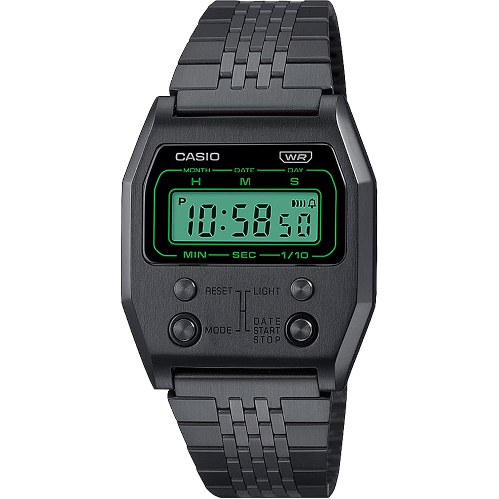 Casio Classic A1100B-1JF Premium Series Men's Watch Black Stainless Steel 10 ATM Water Resistant
