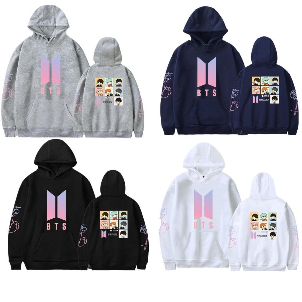 Bts Hoodie With Embroidered Graphic Cotton Fleece For Youth Casual Wear