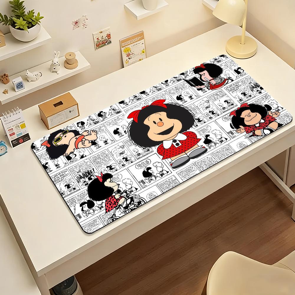 Cartoon Mafalda Mouse Pad Nonslip Locking Edge DeskMat PC Laptop Accessories Rubber Office Keyboard Large Game XXL carpet