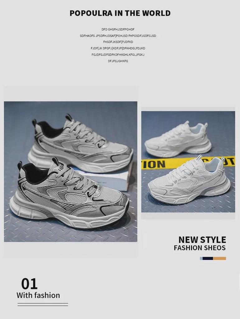 Men's Silver Mesh Casual Sneakers: Breathable, Height-Boosting, Chunky Sole Running Shoes for Autumn