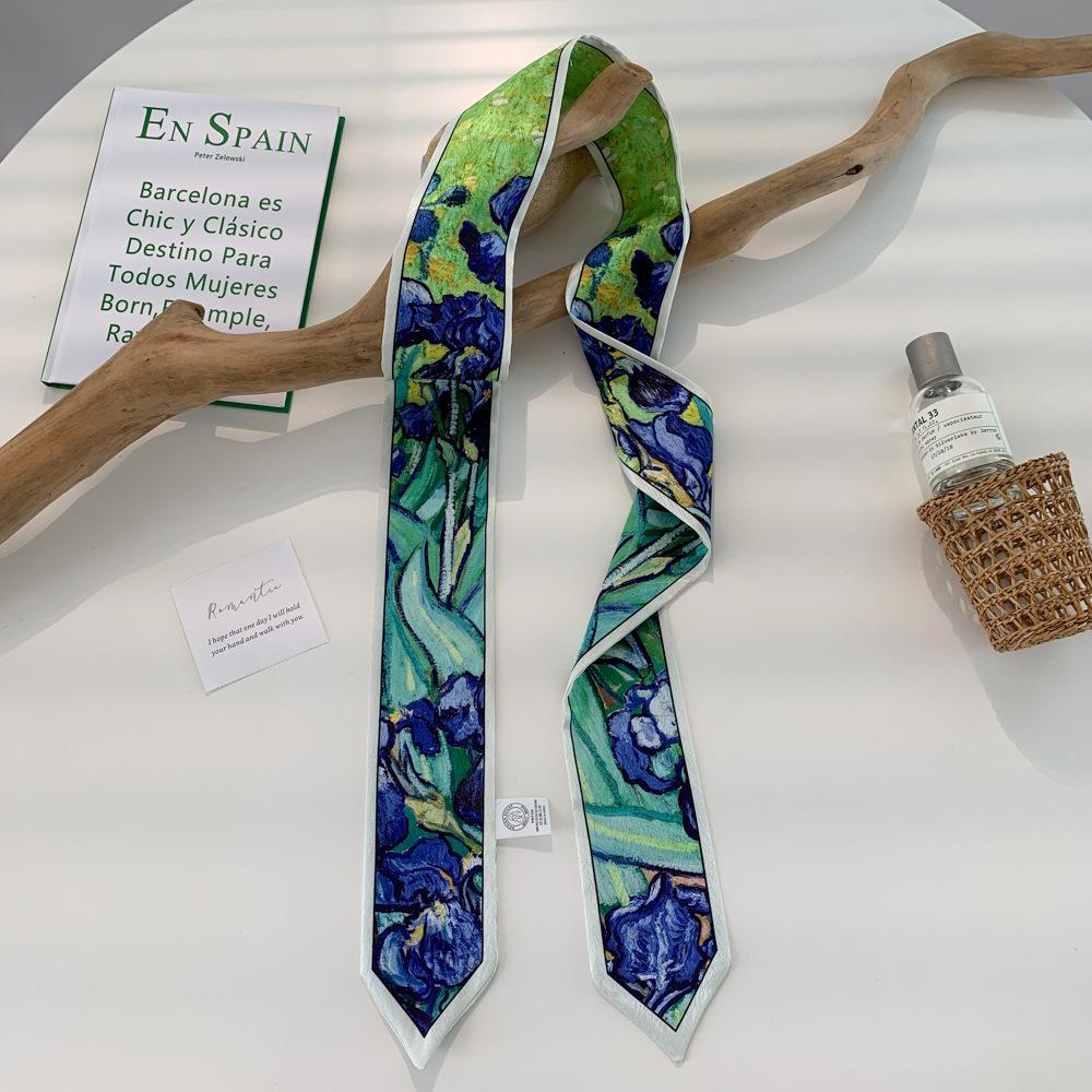 Высококачественная повязка для волос, платок на шею с шелковистой текстурой, женский шарф, длинные узкие повязки на голову, милые шарфы-галстуки, роскошный принт, шарф для сумки для леди