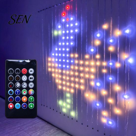 Декоративный подвесной светильник USB Умная гирлянда-штора, RGB светодиодная гирлянда с управлением через приложение, Сезонные огни для окна, стены, сказочные огоньки для помещений и улицы