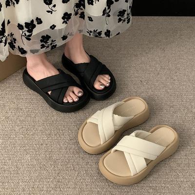 Однострочные Туфли Шлепанцы на толстой подошве Новые Противоскользящие Шлепанцы на мягкой подошве с охлаждающим эффектом для женщин Летом