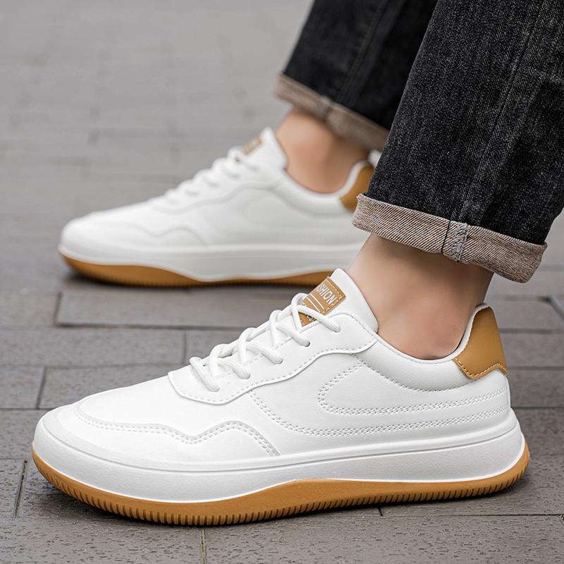 Модные мужские повседневные кожаные кеды высокого качества на шнуровке, обувь для скейтборда, подходящая для активного отдыха на открытом воздухе, ходьбы, бега