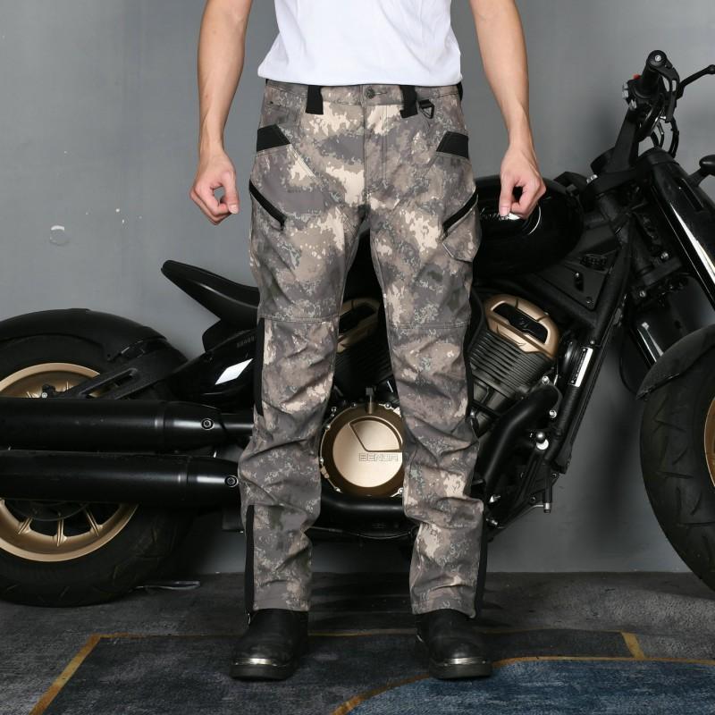 Motorcycle Crash Protection Pants Waterproof Windproof Breathable High-Waist Camo Riding Trousers With Silicone Padding