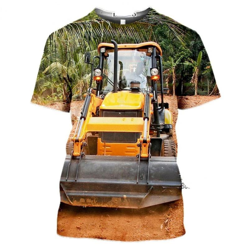 Верхняя одежда для детей 2024 года, новые летние повседневные детские футболки, футболка для мальчиков, 23 цвета, футболки с изображением машин, тракторов, для девочек