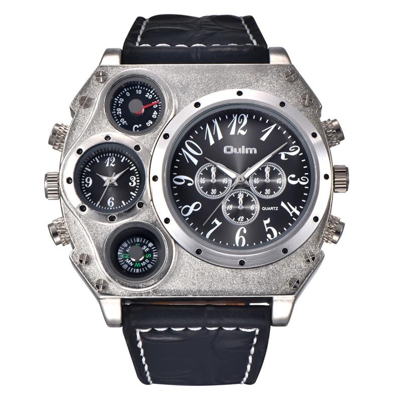 Men's Luxury Sport Watch with Large Dial, Compass, and Quartz Movement