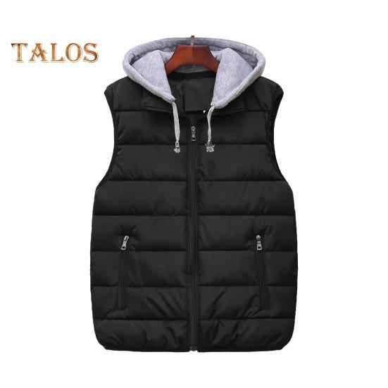 Мужской жилет с капюшоном, завязывающийся на шнурок, без рукавов, с карманами, застежка-молния, теплый, удобный пуховый жилет