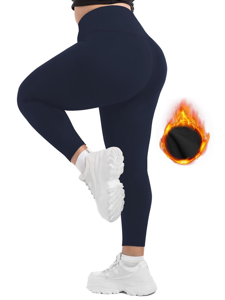 Флисовые Зимние Йога-Штаны Большого Размера с Флисовой Подкладкой, с Высокой Посадкой и Контролем Живота 1XL-5XL Зимние Йога-Штаны