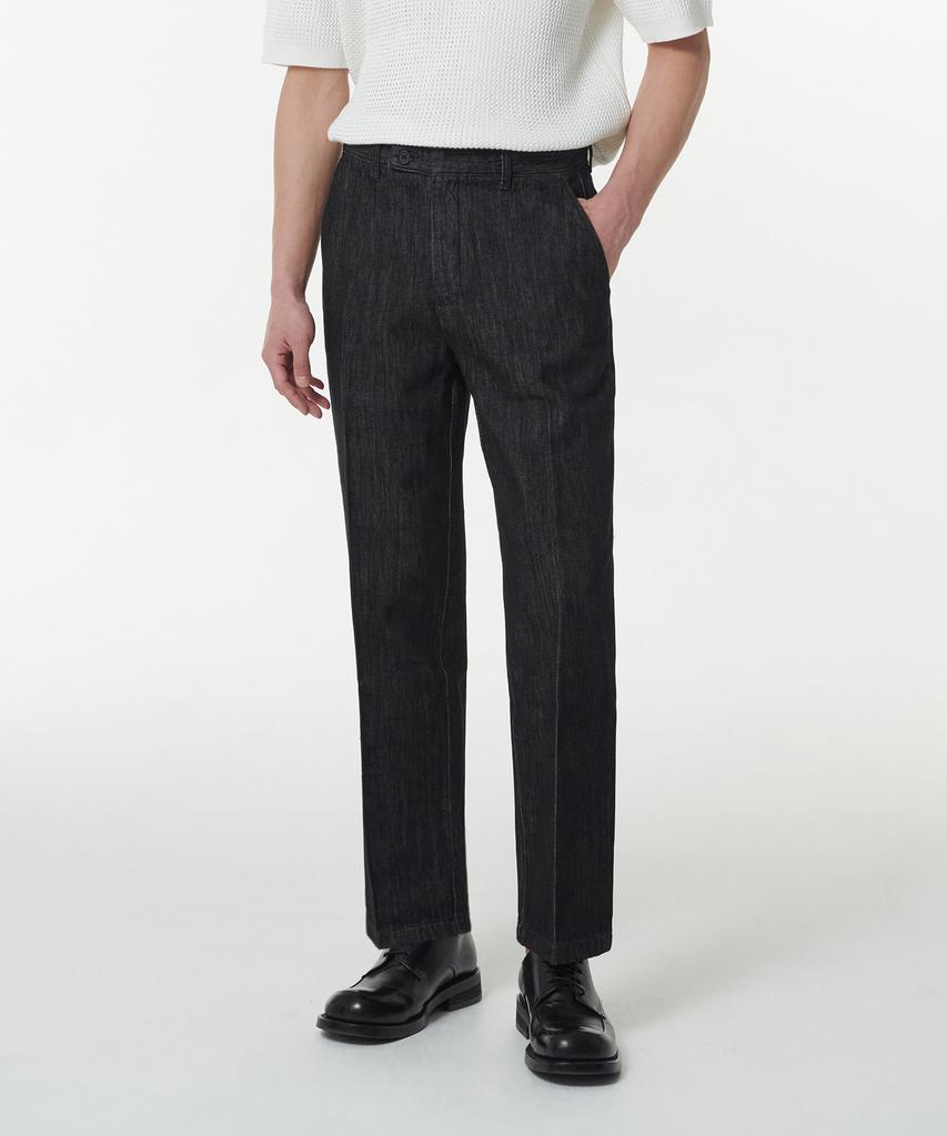 MUSINSA STANDARD Straight Denim Slacks [Raw Black]