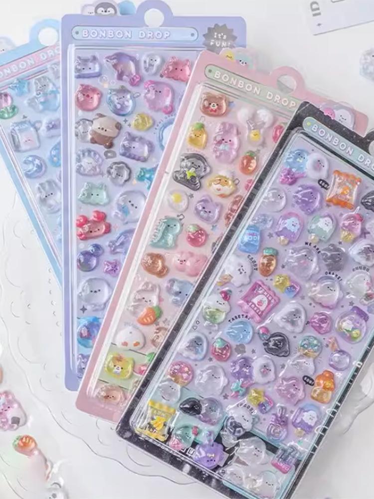 Новые Забавные Милые Мороженое Питомцы Падающие 3D Рельефные Наклейки Скрапбукинг DIY Декор Дневника Журналирование Канцелярские Товары Кавайные Наклейки