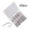 100Pcs/Box Fish Hook With Barb Fish Hook With Hole Silver Small Accessories