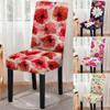 Эластичный чехол для обеденного стула с красным цветочным принтом, эластичный чехол для стула, чехол для сиденья для кухонного табурета, аксессуары для украшения дома