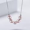 HENGSHENG 6-7mm Pearl White Pink Purple Smile Chain 925 Sterling Silver Fine Cute Fashion Pendant Necklace Women Girls Jewelry